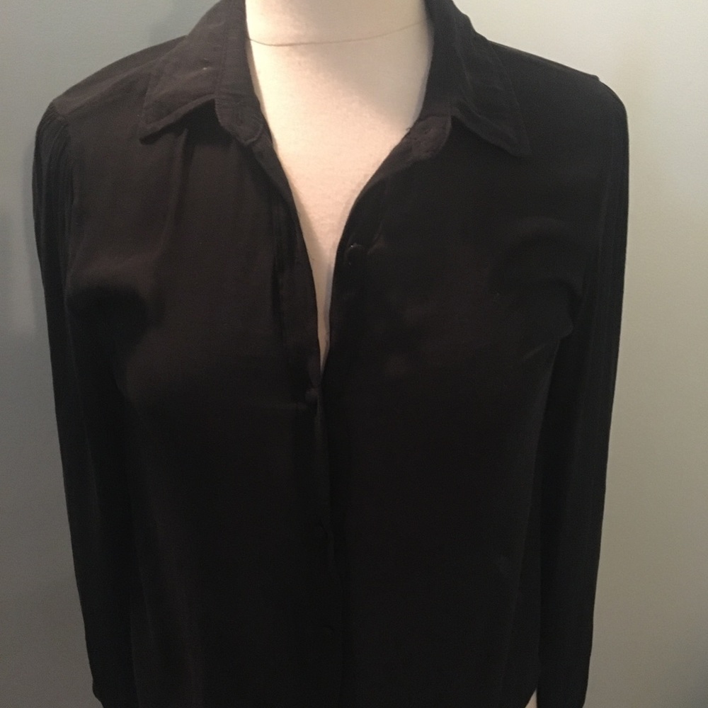 Mono B sheer black button down blouse
